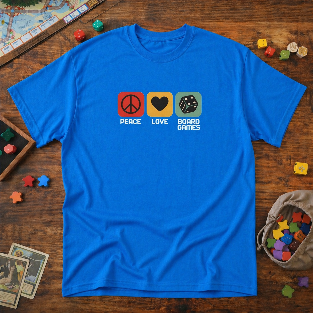 Peace, Love, Boardgames  -  T-Shirt