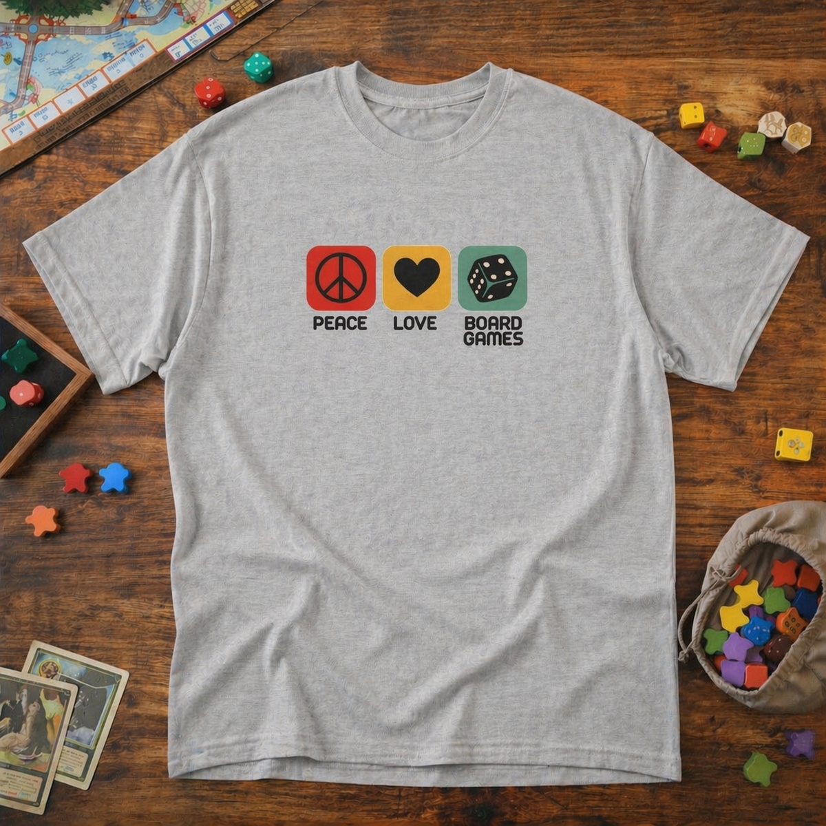Peace, Love, Boardgames  -  T-Shirt
