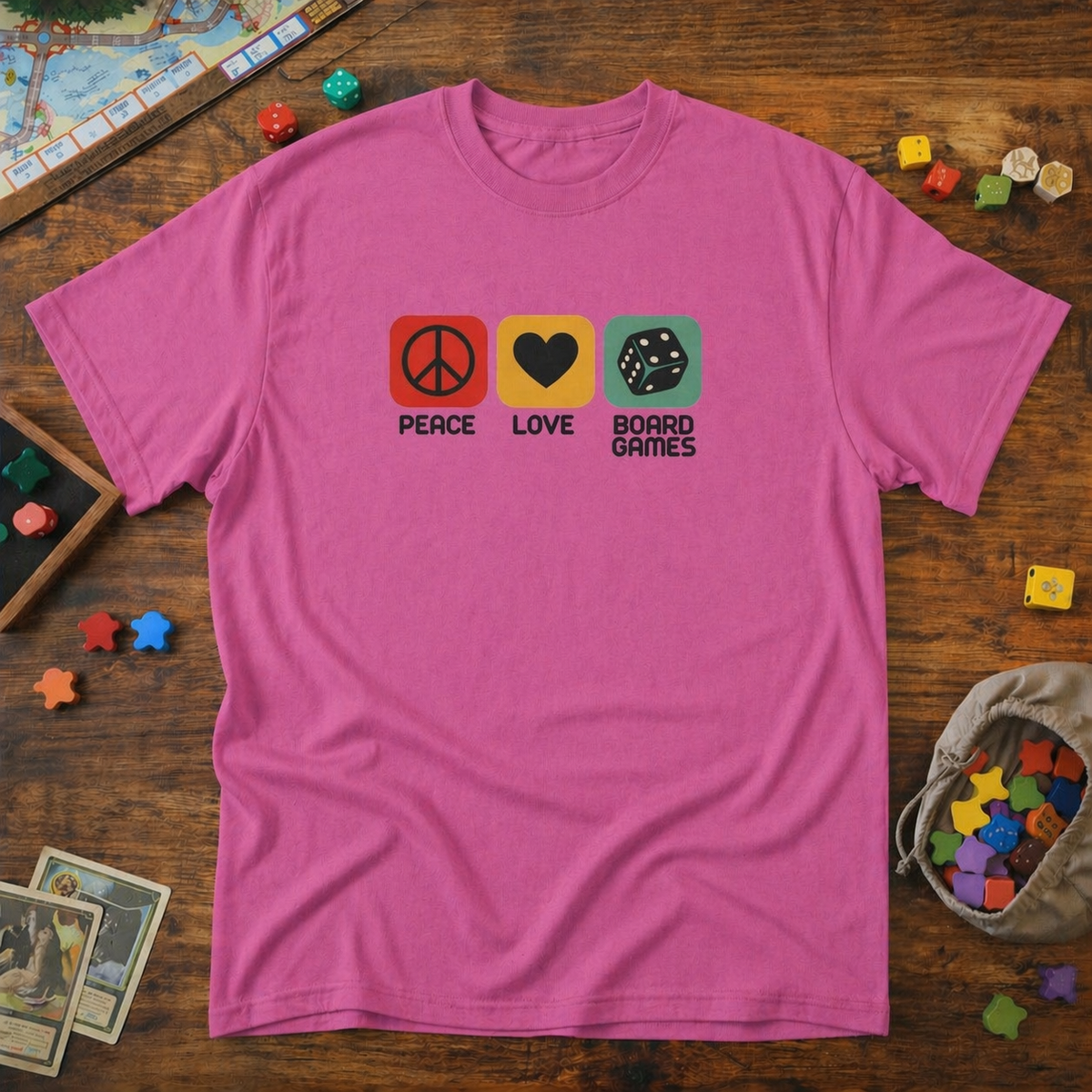 Peace, Love, Boardgames  -  T-Shirt